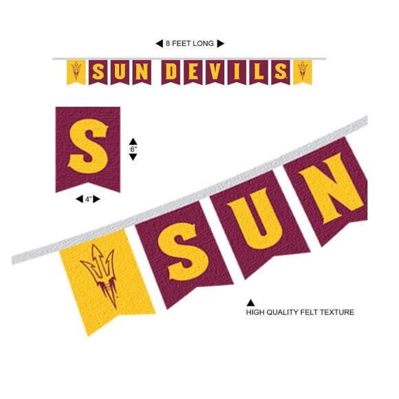 Arizona State Sun Devils Banner String Felt Pennant Flags Decor NEW - Picture 3 of 5